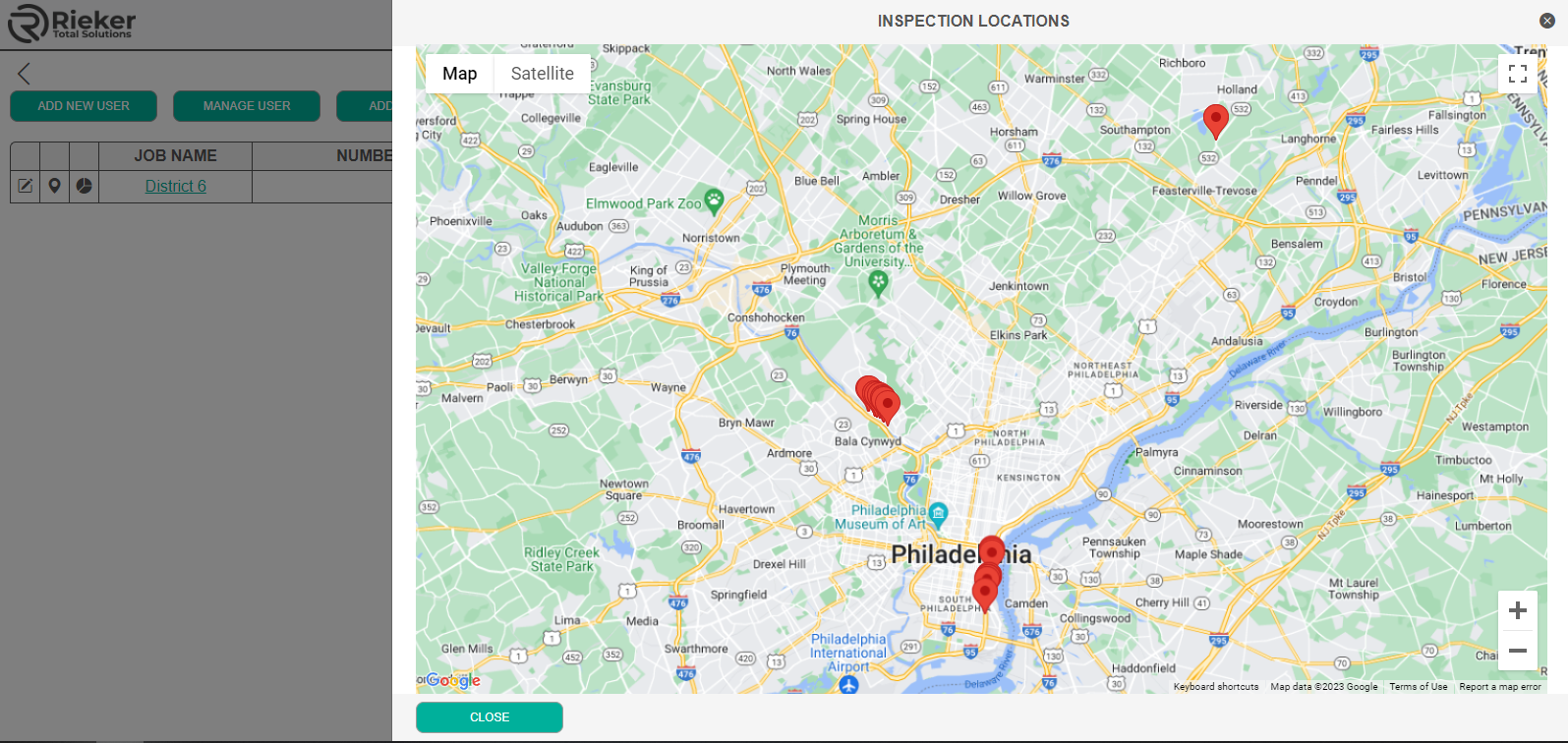 Job inspection site map