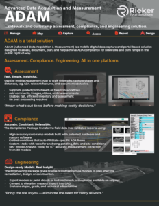 ADAM sidewalk and curb ramp assessment, compliance and engineering solution