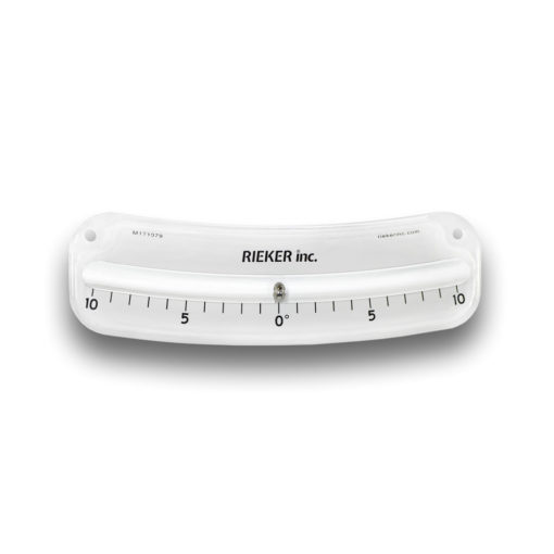 The 2110-F Mechanical Inclinometer. ±10 degrees with 1 degree increments. White background with black markings.