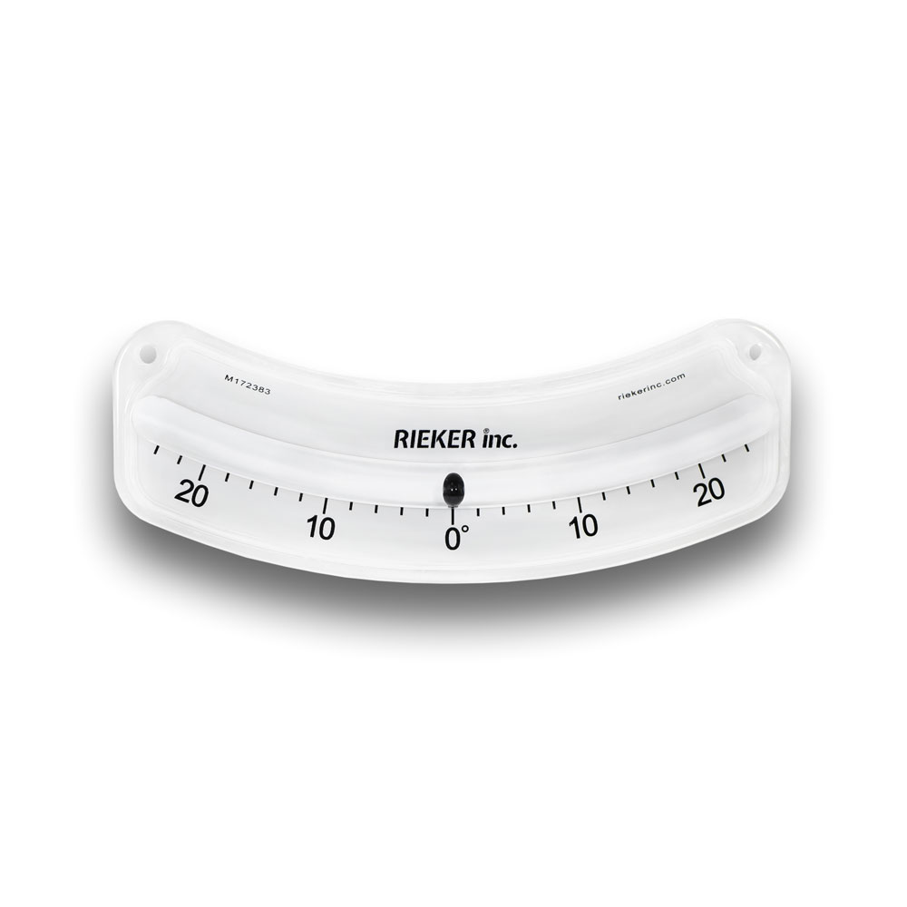 The 2126-E Mechanical Inclinometer. ±26 degrees with 2 degree increments. White background with black markings.