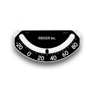 The 2160-B Low-Profile Boom Angle Indicator is a -30 to 90 degree unit used to measure the angle of a boom for safe operations. The 2160-B is mounted on the left side of the boom arm. This is a black unit with white markings.